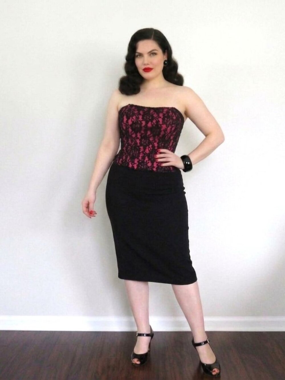 Y2K Hot Pink Black Lace Corset
